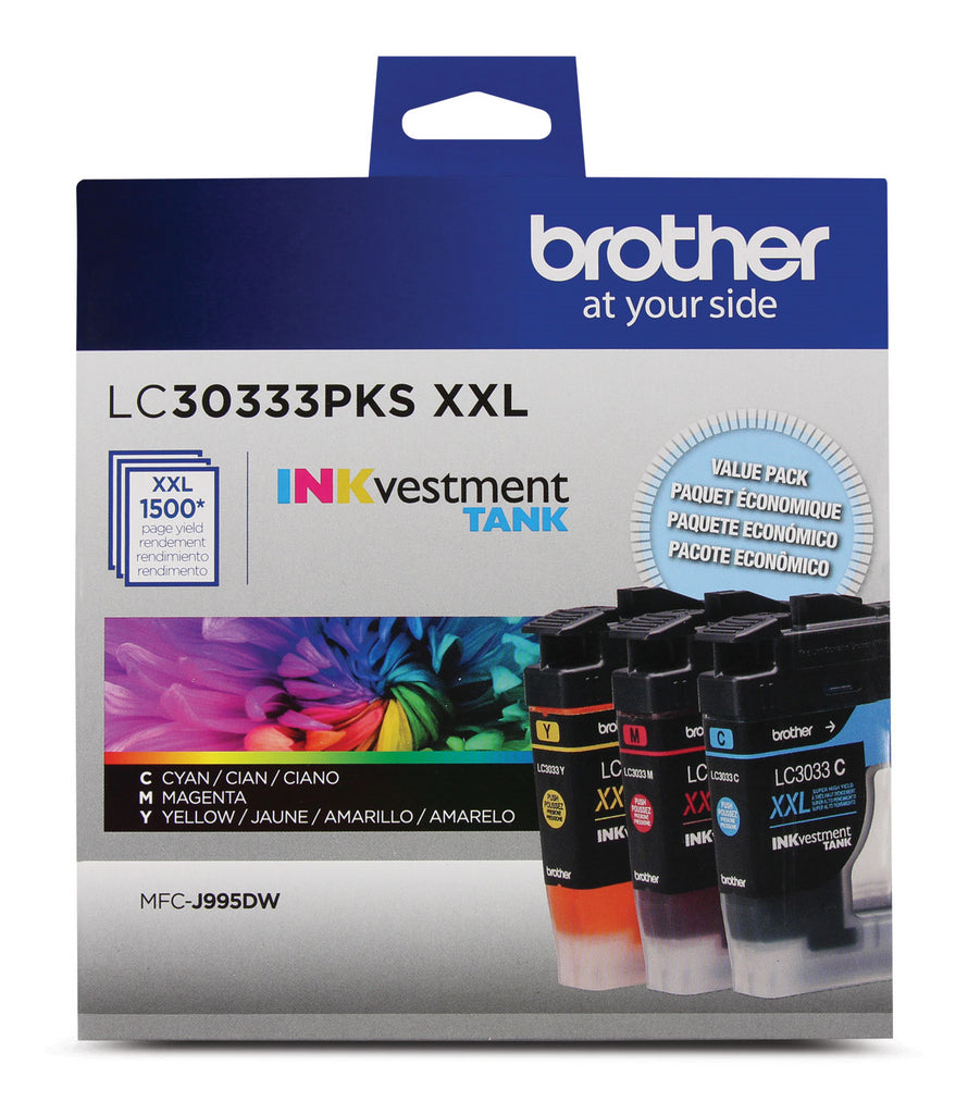 LC30333PKS Brother Inkvestment Tank Super High-Yield Ink 3 Pack Color Original Ink Cartridge