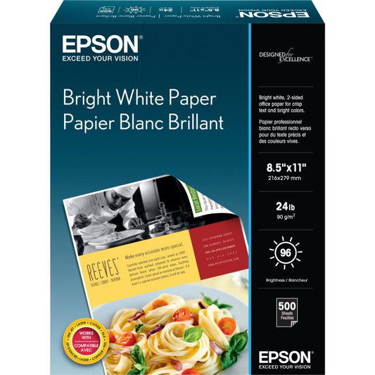 S041586 Epson Bright White Paper, Letter, 500 Sheets