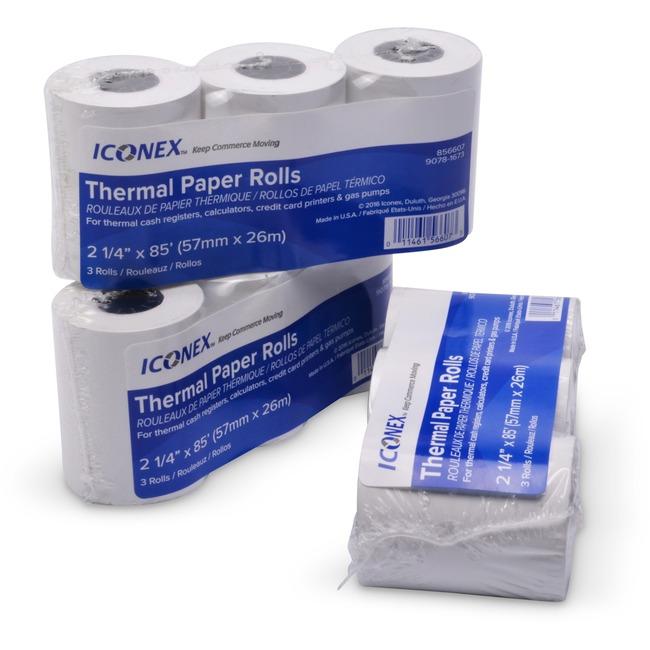 9078-0076 Rouleau de papier thermique sans BPA Iconex 2,25" X 85', 3PK, 24/CASE