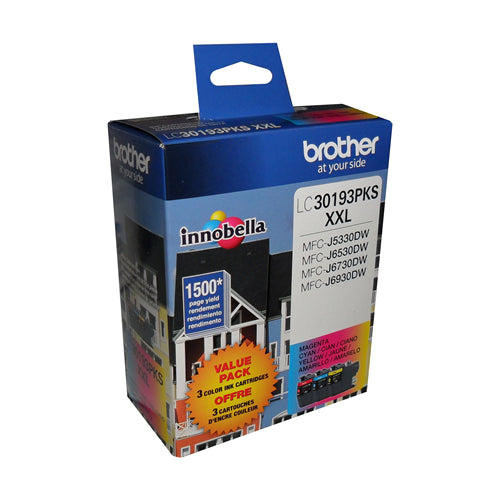 LC30193PKS Brother C/M/Y 3PK Original Ink Cartridge