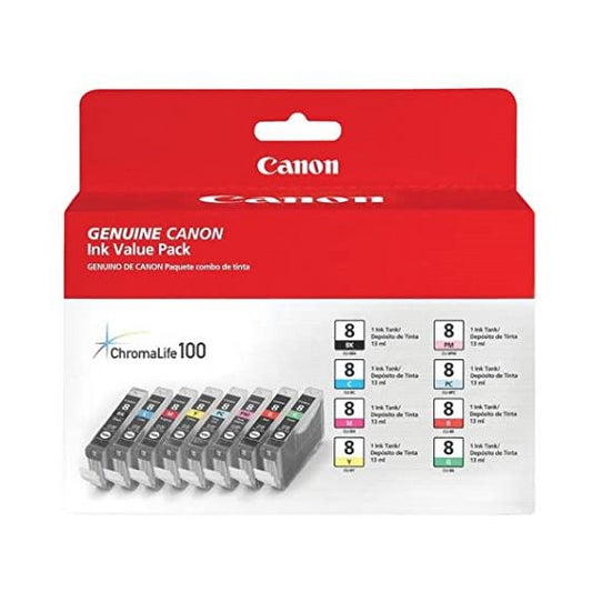 0620B018 Canon CLI-8 BKCMYPCPMRG 8 Color Original Ink Cartridges