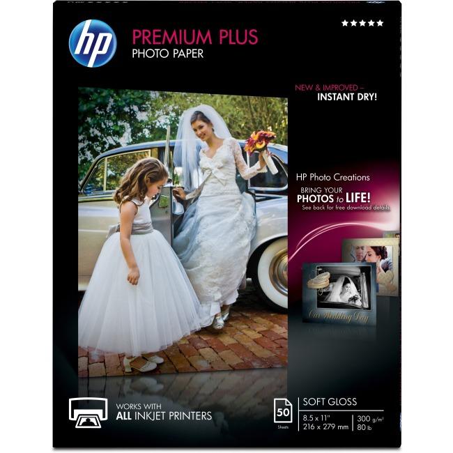 CR667A HP Premium Plus Photo Paper Soft Gloss 8.5x11 50 Sheets