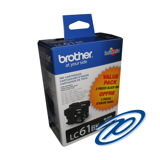 LC612PKS Brother Ink Cartridge  Black ( 2 PKS OF LC61BKS )