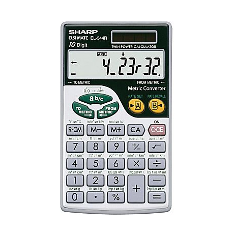 SHARP EL344RB GRANDE CALCULATRICE DE CONVERSION MÉTRIQUE À 10 CHIFFRES